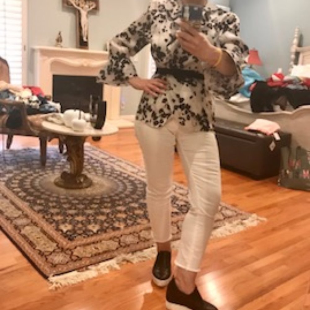 Frescara Toronto Silk Black & White Floral Top - Picture 2 of 8